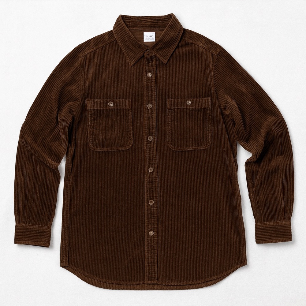 Roaman's Brown Corduroy Button-Down Shirt